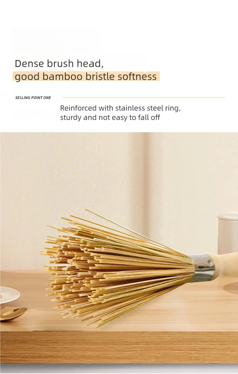 1Pcs Long Handle Wok Dish Pan Washing Cleaning Brushes Scrubbers Bamboo Pot Brush Home Kitchen Cleaner Gadgets Tool Accessories
