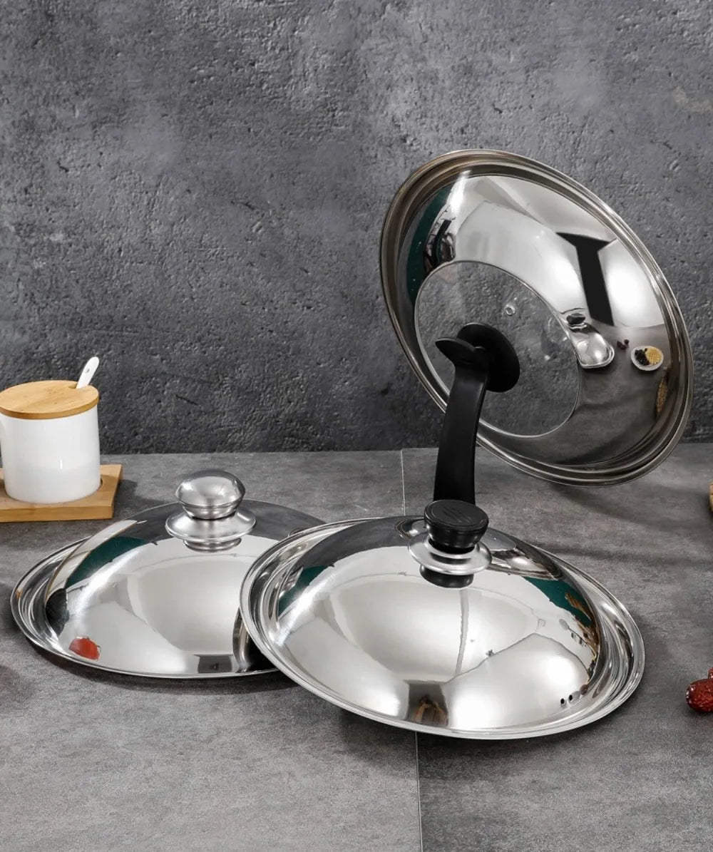 Round 28/30/32/34/36cm Cooking Pot Lid Visible Stainless Steel Wok Lids Anti-scalding Combined Pot Cover Household