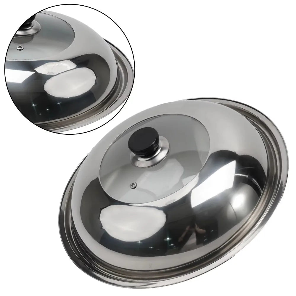 Round 28/30/32/34/36cm Cooking Pot Lid Visible Stainless Steel Wok Lids Anti-scalding Combined Pot Cover Household