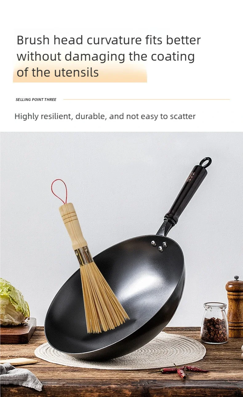 1Pcs Long Handle Wok Dish Pan Washing Cleaning Brushes Scrubbers Bamboo Pot Brush Home Kitchen Cleaner Gadgets Tool Accessories