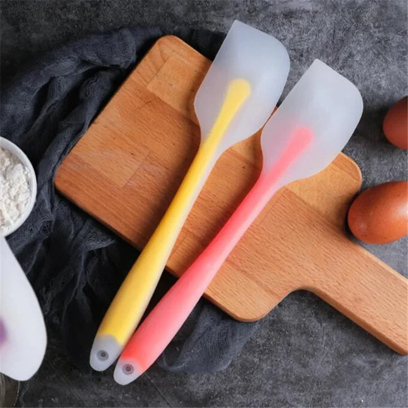 28cm kitchen silicone spatula, semi transparent cooking dough scraper, heat-resistant baking tool, cake brush and scraper