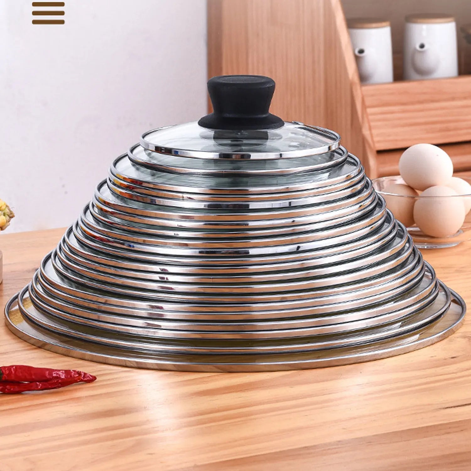 20cm 24cm 26cm 28cm Stainless steel Thick Transparent Tempered Glass Lid cover Soup Pot Saucepan Frying Pan Wok Lid With Knob