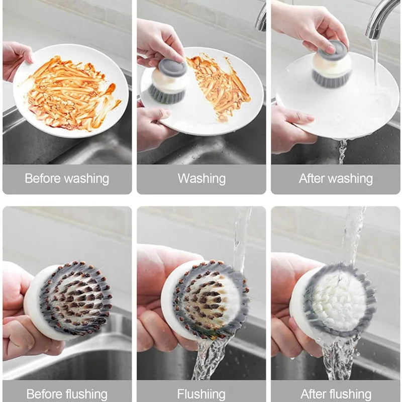 1/2pcs Dish Brush with Handle Multipurpose Dish Brush for Cleaning Kitchen Scrub Brushes with Stiff Bristles for Bowls Pots Pans