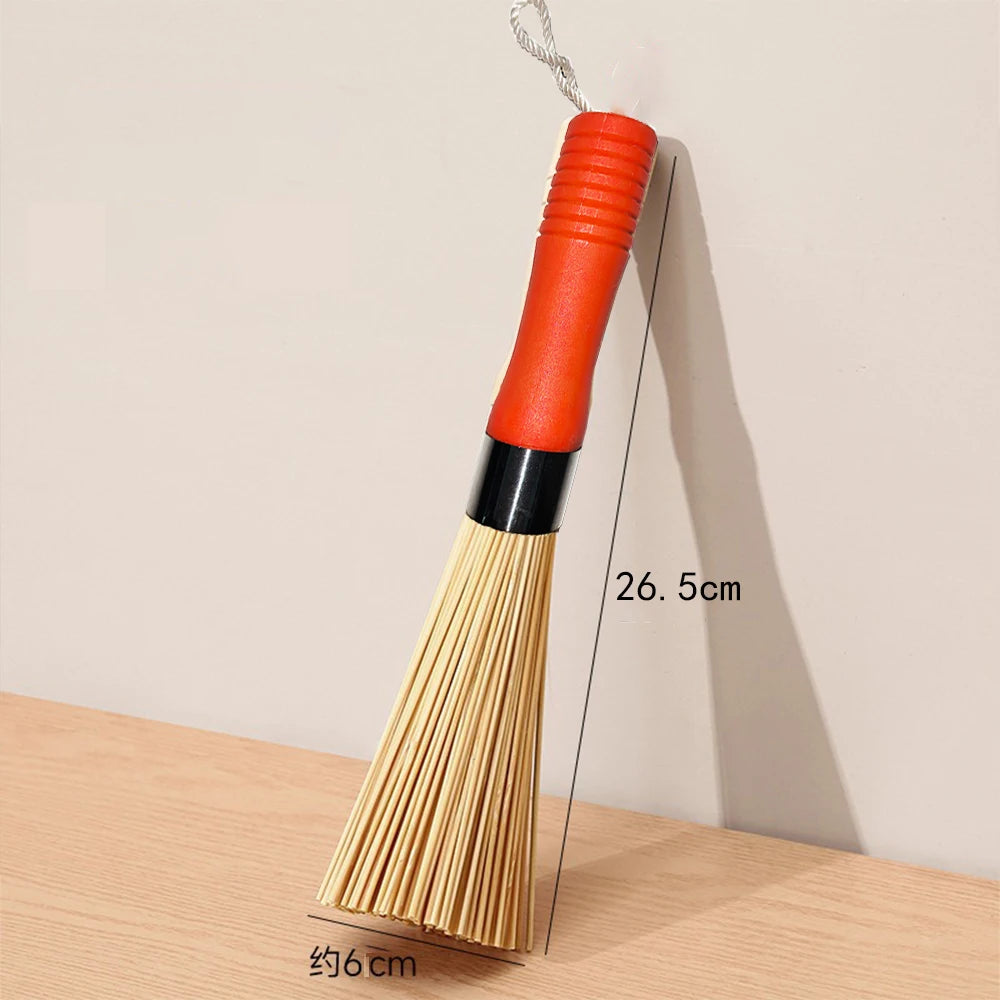 Natural Cleaning Brush Bamboo Pot Brush Long Handle Wok Cleaning Brush Dish Brush Kitchen Tool for Home Restaurant
