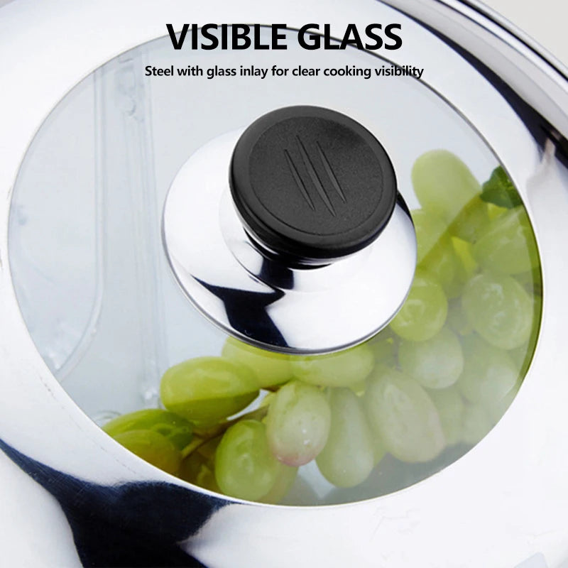 Stainless Steel Visible Pot Lid Combined Tripod Wok Cover Kitchen Cookware Accessories Replacement 28CM