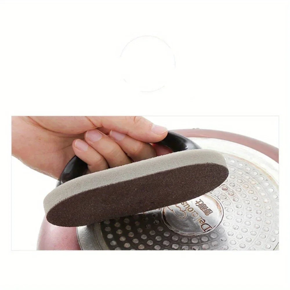 1PC Pot Cleaning Brush with Handle-Sandpaper Sponge Scrubber, Effective for Pot Bottom Black Stain&Rust Removal, Cleaning Helper
