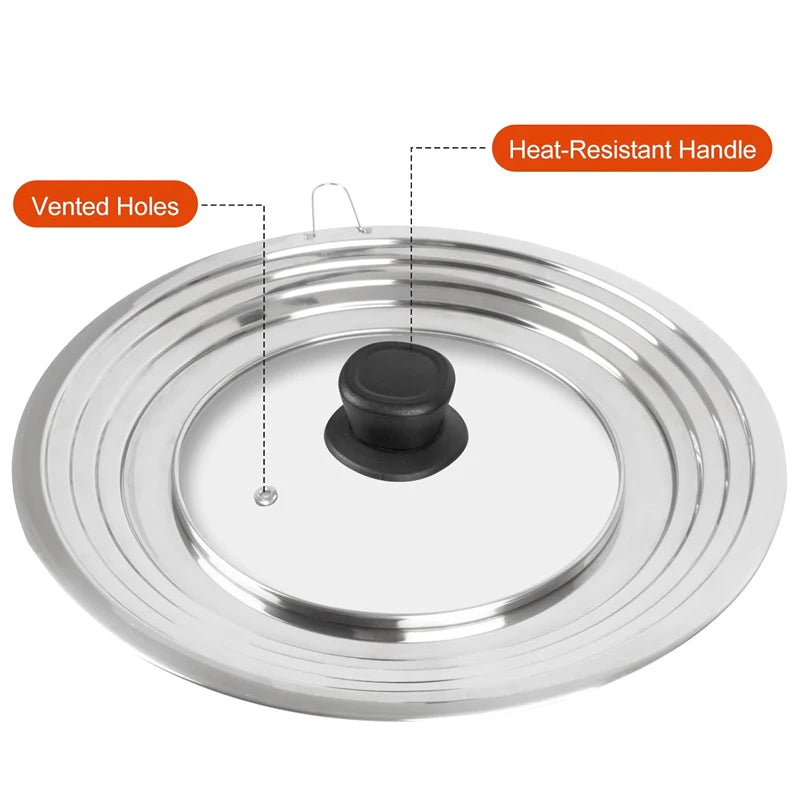 Stainless Steel Pan Cover For 8.2-12.5 Inch Cookware Universal Lid For Pots And Pans Replacement Frying Pan Cover Pot Lid