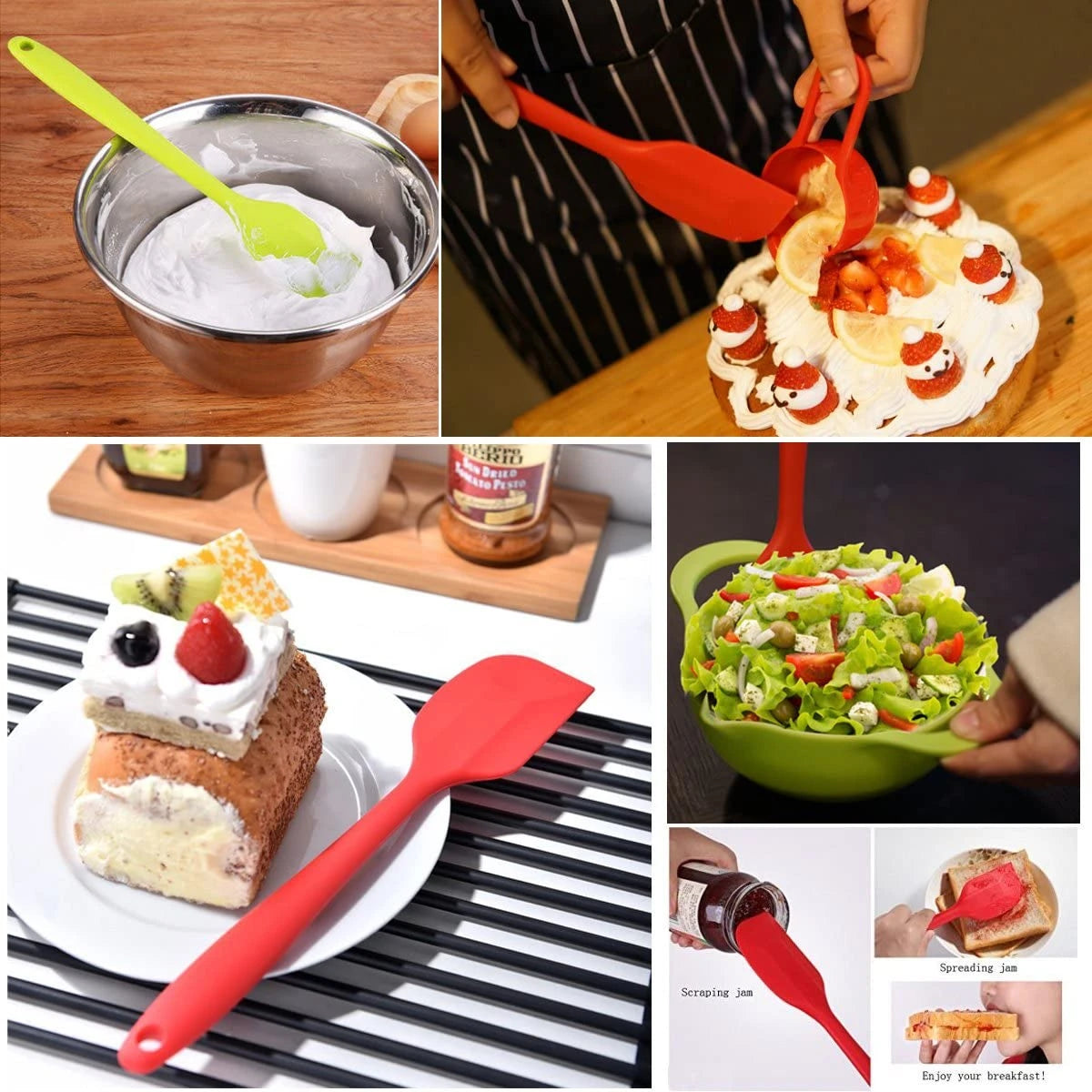 LMETJMA 27 cm Silicone Spatula Heat Resistant Non-Stick Flexible Spatulas Scrapers Baking Cooking Spatula Mixing Tool KC0448