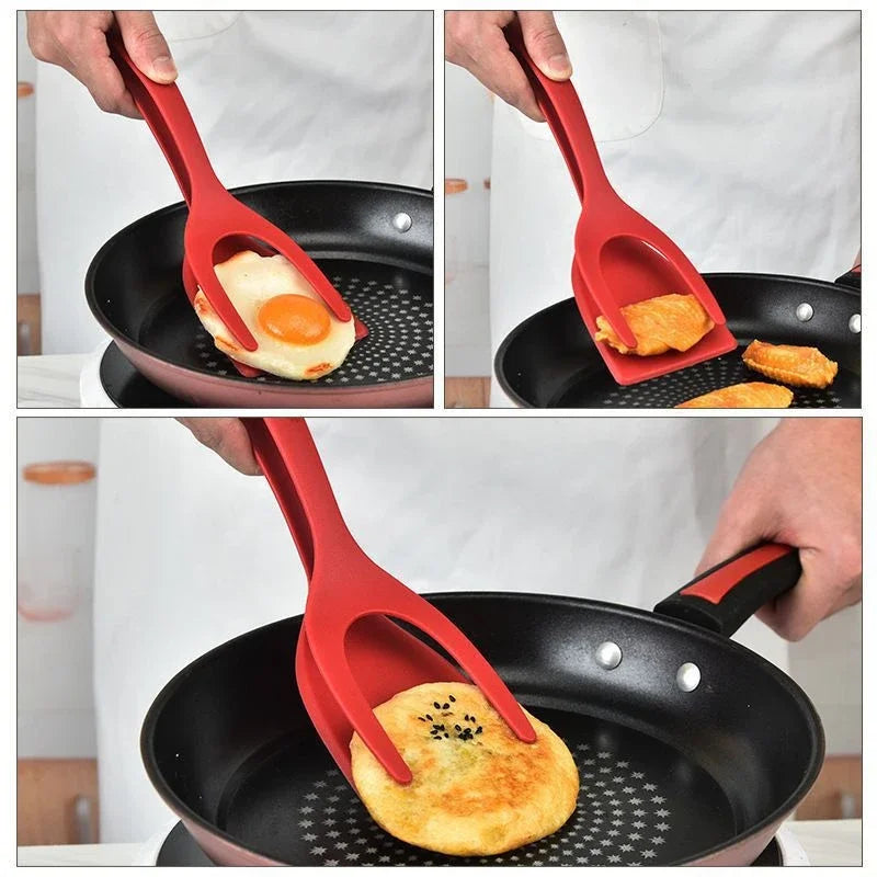 2-in-1 Kitchen Spatula Omelette Steak Omelette Flip Spatula Non Stick Food Tongs Fried Cooking Turner Tool Kitchen Accessories