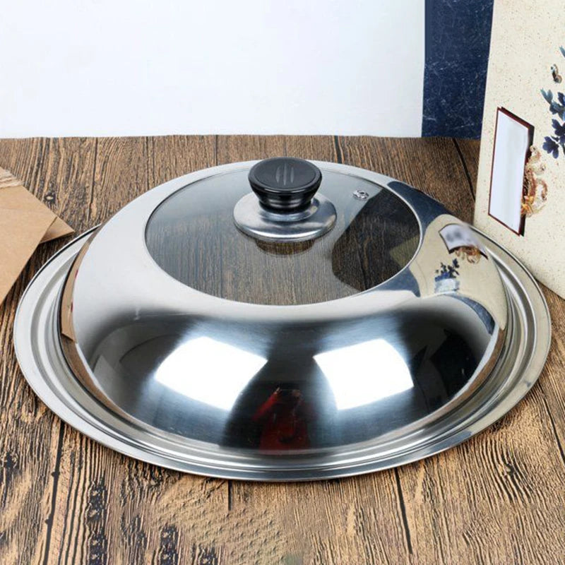 Stainless Steel Visible Pot Lid Combined Tripod Wok Cover Kitchen Cookware Accessories Replacement 28CM