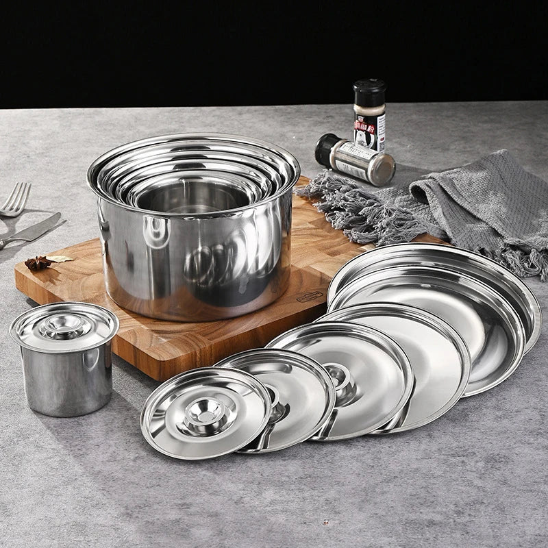 1Piece 10/12/14/16/18/20/22/24/26cm Silver Round Pot Lid Replacement Kitchen Thicken Stainless Steel Saucepan Cover