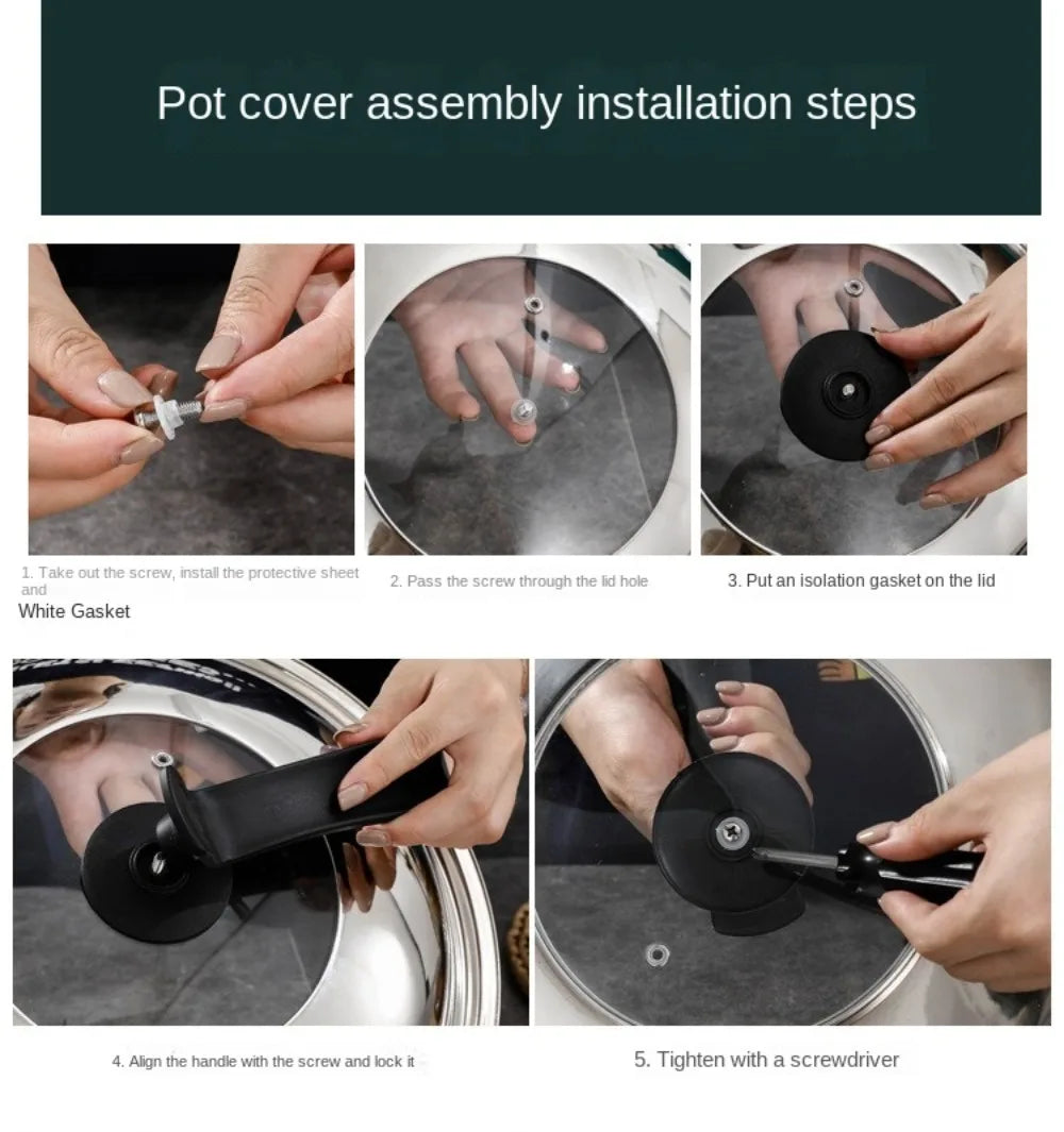 Round 28/30/32/34/36cm Cooking Pot Lid Visible Stainless Steel Wok Lids Anti-scalding Combined Pot Cover Household