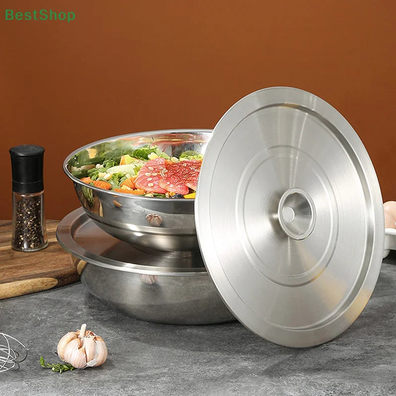 20/22/24CM Stainless Steel Cookware Lid Reusable Cooking Pot Cover Wok Cover Frying Pan Lid Flat Pan Cover For Bowls Basins