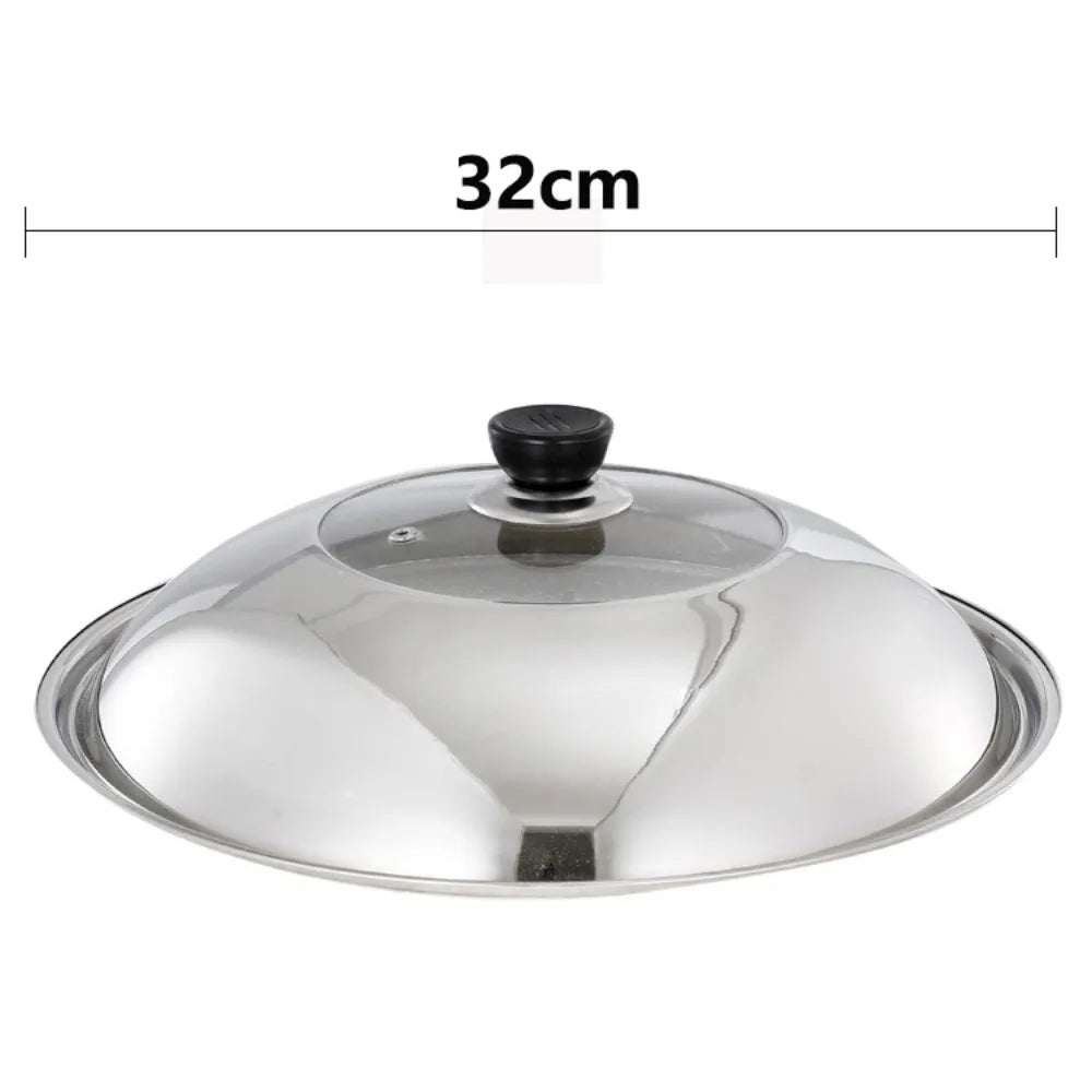 Round 28/30/32/34/36cm Cooking Pot Lid Visible Stainless Steel Wok Lids Anti-scalding Combined Pot Cover Household