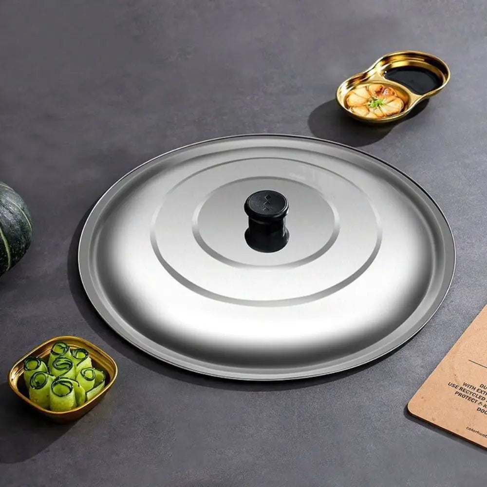 Black Plastic Knot Stainless Steel Pot Lid Household Anti- Spill Anti-Scald Wok Lid 32/34/36/38/40cm Round Pot Cover Skillets