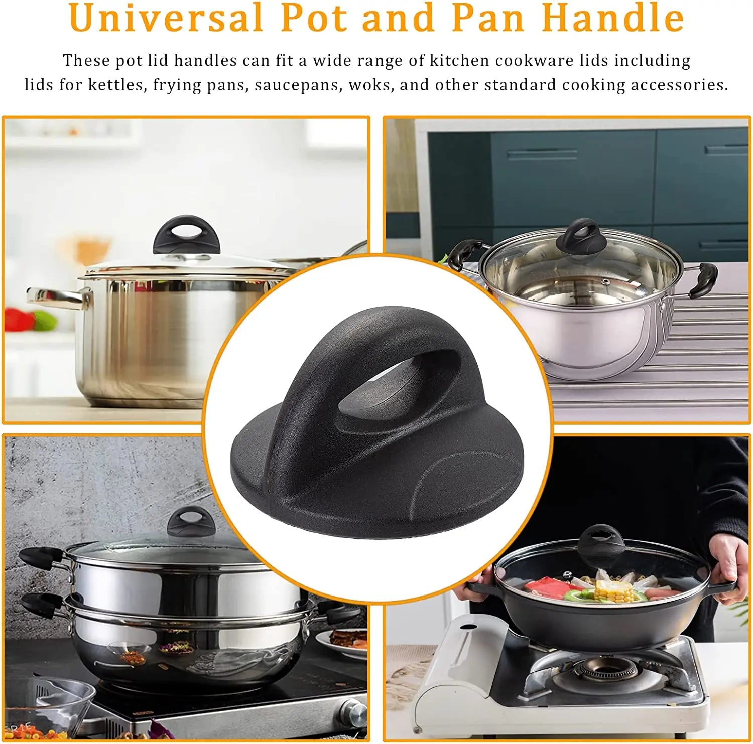 1/2Pcs Universal Pot Lid Replacement Knobs Kitchen Cookware Lids Holding Handles Knobs for Kitchen Cookware Casserole Kettle