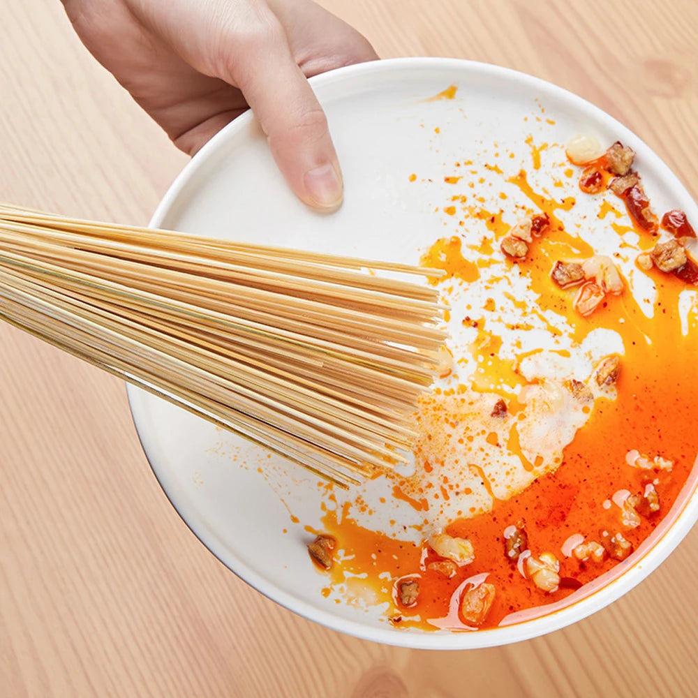 Natural Cleaning Brush Bamboo Pot Brush Long Handle Wok Cleaning Brush Dish Brush Kitchen Tool for Home Restaurant