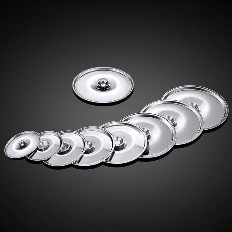 1Piece 10/12/14/16/18/20/22/24/26cm Silver Round Pot Lid Replacement Kitchen Thicken Stainless Steel Saucepan Cover