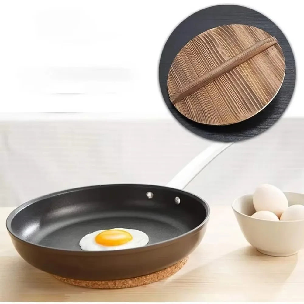 Traditional Universal Wooden Pot Cover 22-34cm Anti Scalding Iron Wok Pan Lid Round Cookware Parts Kitchen Accessories