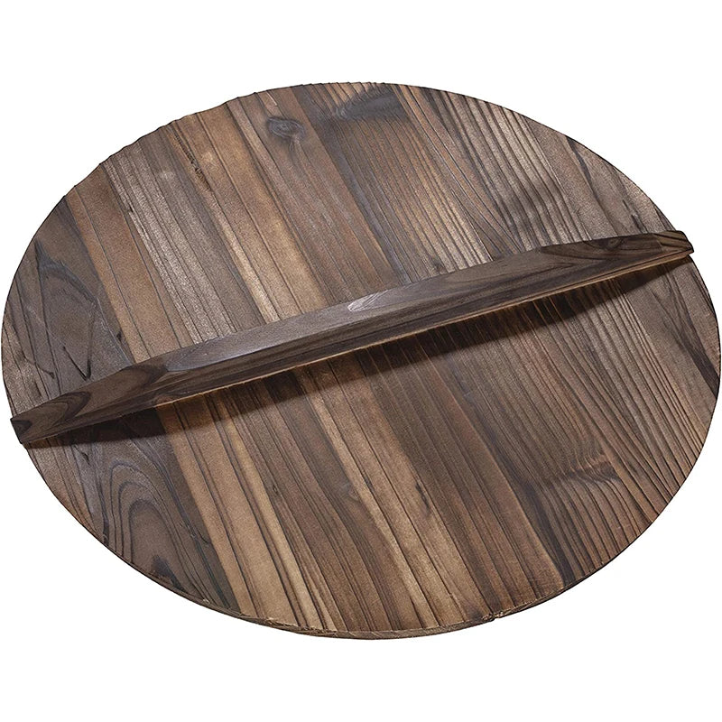 32CM Wooden Wok Lid Round Natural Lid Pot Kitchen Cookware Wood Pan CoverKitchen Accessories Covers