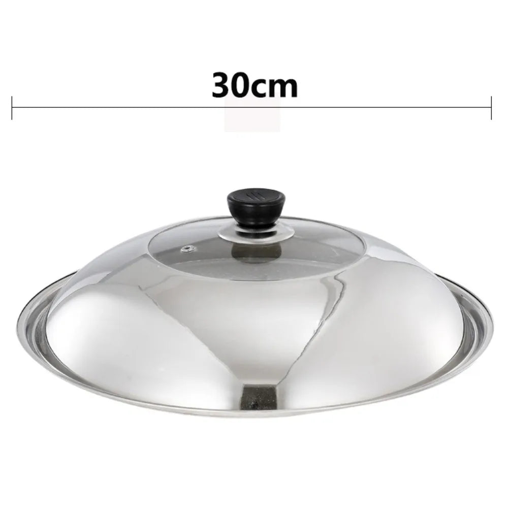 Round 28/30/32/34/36cm Cooking Pot Lid Visible Stainless Steel Wok Lids Anti-scalding Combined Pot Cover Household