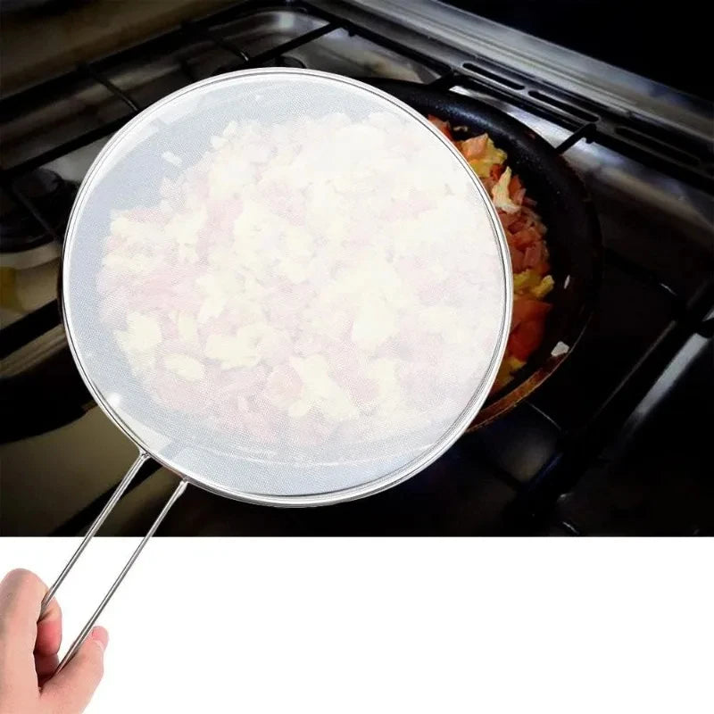 Stainless Steel Splatter Screen Oil-Proofing Lid with Spill-proof Feature Frying Pan Cover Cooking Tool Mesh Pot Lid Cover