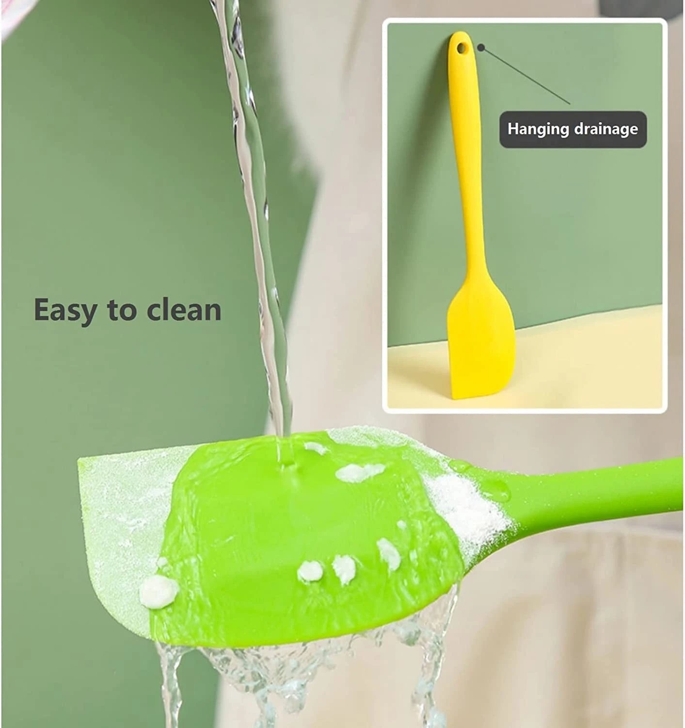 LMETJMA 27 cm Silicone Spatula Heat Resistant Non-Stick Flexible Spatulas Scrapers Baking Cooking Spatula Mixing Tool KC0448