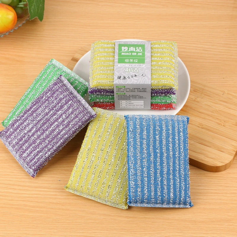 10-1PC Pot Dish Steel Wire Wash Sponges Double Side Dishwashing Sponge Household Kitchen Pans Cleaning Tool Tableware Dish Brush