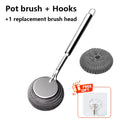 304 Stainless Steel Pot Brush Kitchen Special Pot Washing Steel Wool Ball Brush Long Handle Dish Cleaning Brush Pot Brush Tools