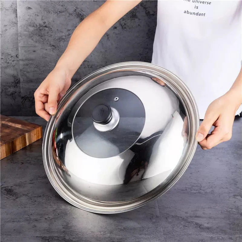 Stainless Steel Visible Pot Lid Combined Tripod Wok Cover Kitchen Cookware Accessories Replacement 28CM