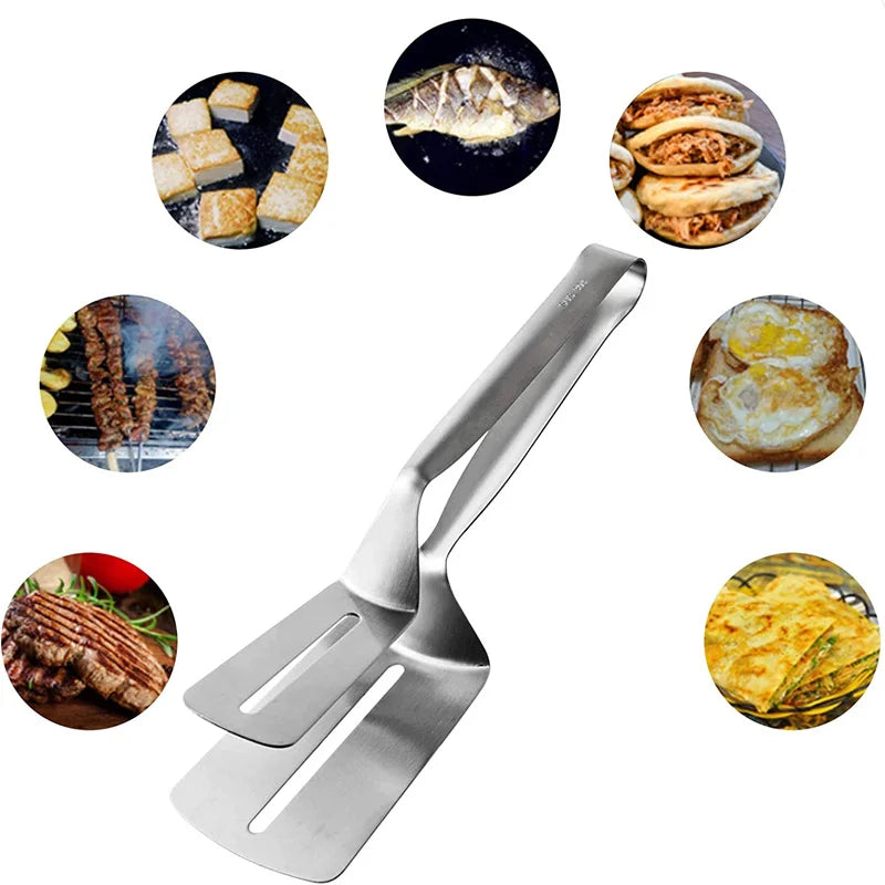 Stainless Steel Frying Shovel Clip Multifunctional Steak Bbq Tongs Pancake Fried Pizza Steak Fish Spatula Bread Kitchen Tool