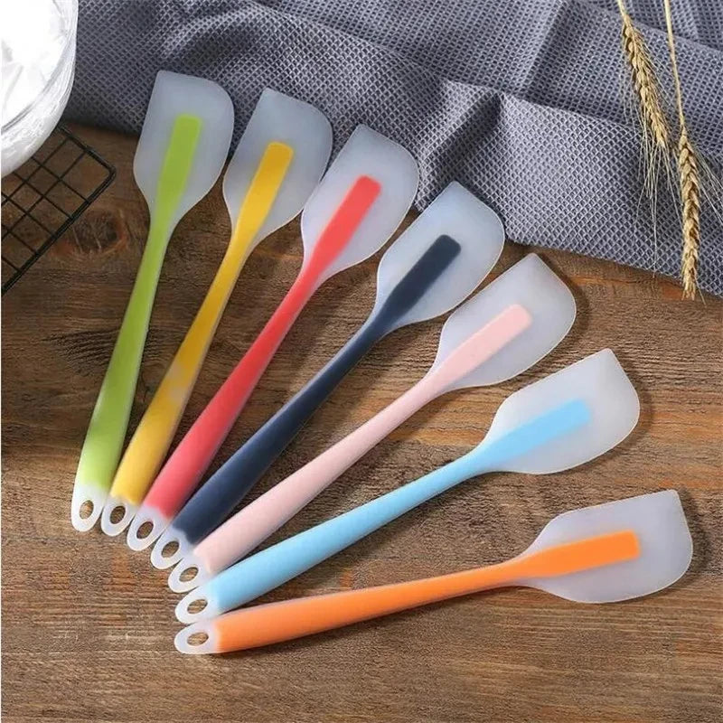 28cm kitchen silicone spatula, semi transparent cooking dough scraper, heat-resistant baking tool, cake brush and scraper
