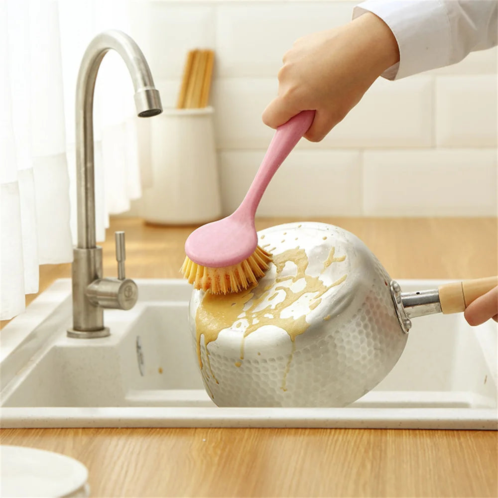 Wash Pot Brush Fine Bristles Easy To Produce Foam No Oil Long Handle Home Supplies Hangable Dishwashing Brush Multi-function