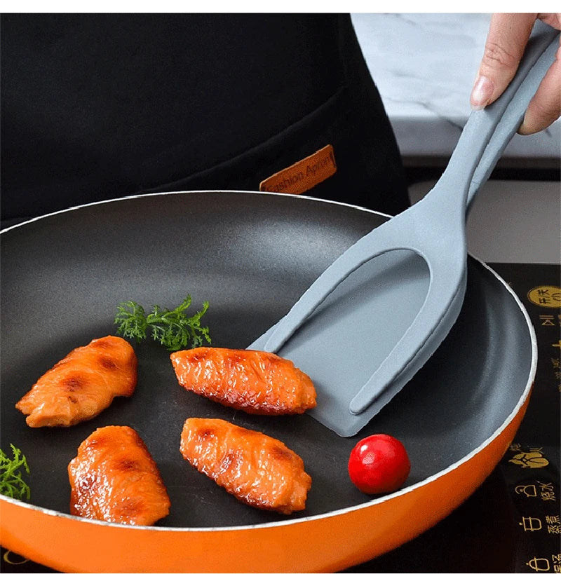 2-in-1 Kitchen Spatula Omelette Steak Omelette Flip Spatula Non Stick Food Tongs Fried Cooking Turner Tool Kitchen Accessories