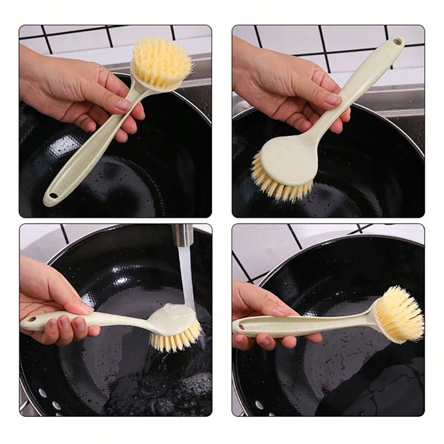 1/3/5Pcs Long Cleaning Brush Kitchen Pan Washing Brush Oil-Resistant Versatile Dish Scrubber For Pot And Dish Sink Cleaning