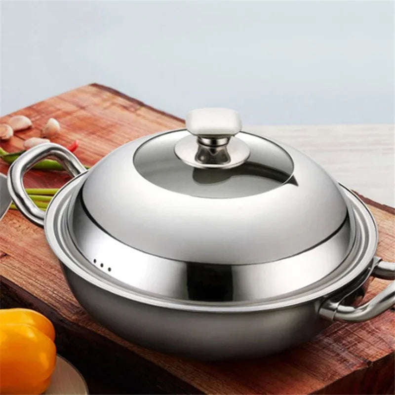 Visible Cooking Wok Pan Lid Stainless Steel Universal Pan Cover Visible Replaced Lid for Frying Wok Pot Quality Dome Wok Cover