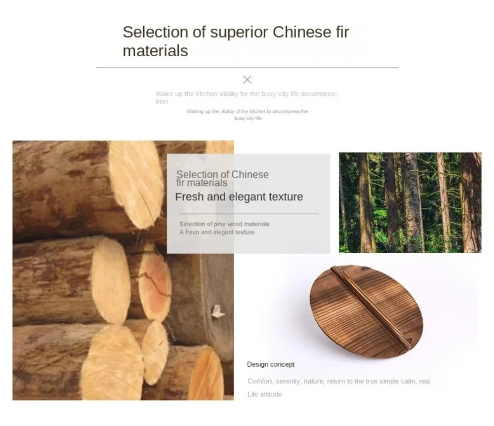 Traditional Universal Wooden Pot Cover 22-34cm Anti Scalding Iron Wok Pan Lid Round Cookware Parts Kitchen Accessories