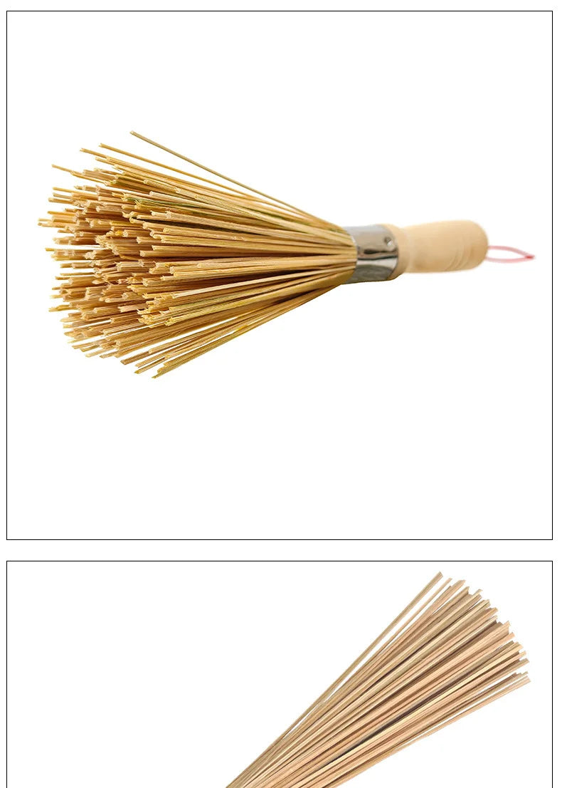 1Pcs Long Handle Wok Dish Pan Washing Cleaning Brushes Scrubbers Bamboo Pot Brush Home Kitchen Cleaner Gadgets Tool Accessories