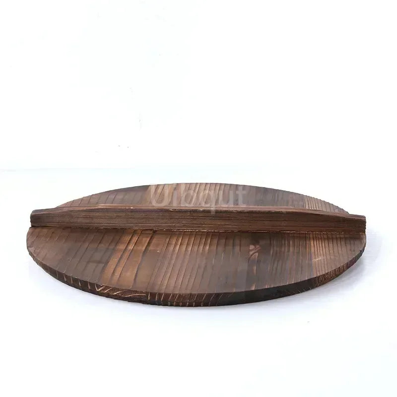 Wooden wood cover Handmade fir anti-scalding pot cover wok lid hypotenuse iron wood lid iron wok wooden pan lid der Deckel