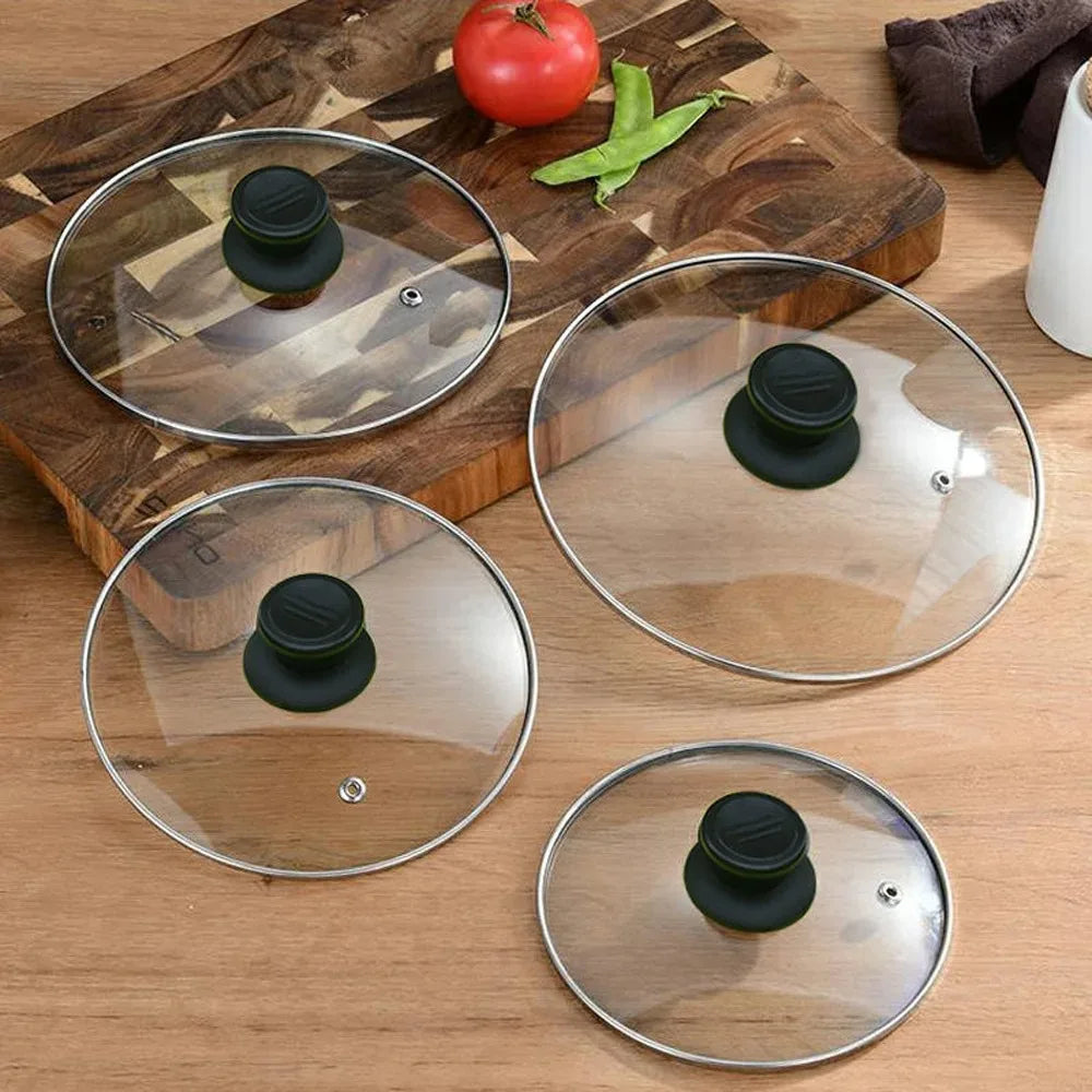 Durable Universal Pot Cover Round Tempered Glass Pot Lid Anti-scalding Visible Frying Pan Cover Kitchen Accessories