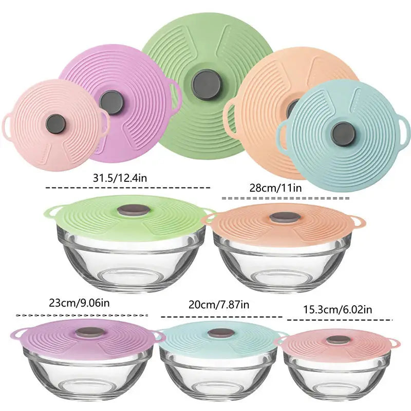 Silicone Lids For Bowl, Reusable Sealed Suction Lids Fits Cups, Plates, Pots, Pans, Food Storage Kitchen Gadgets 5 size