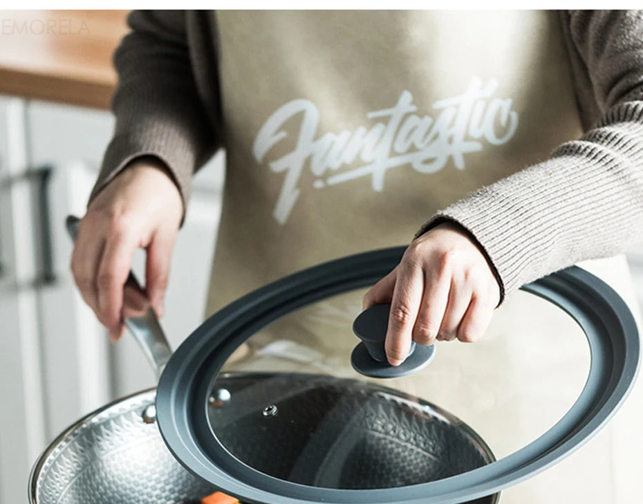 Universal Lid for Pots Tempered Glass with Silicone Lid Pot Drop-Proof Visualization Wok Lid Kitchen Utensils Cookware Parts