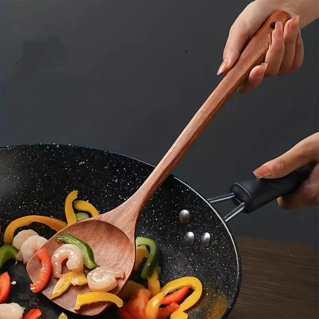 Household spatula wooden spatula non-stick pan special household long handle wooden cooking frying spatula 1pcs